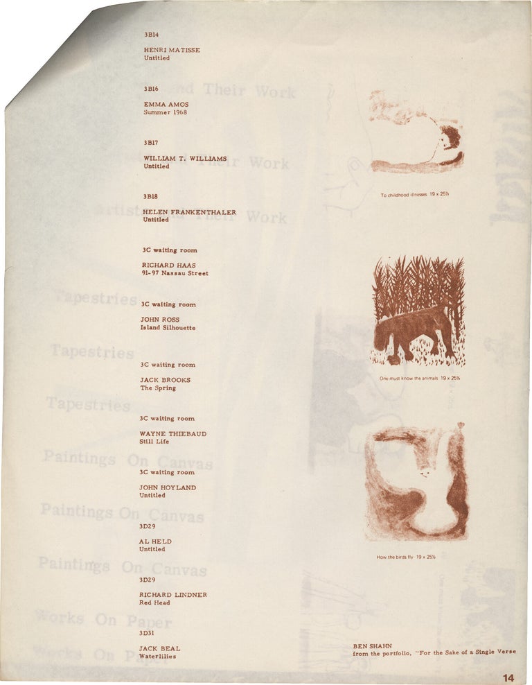 The Artists and Their Work: Tapestries, Paintings on Canvas, Works on Paper
