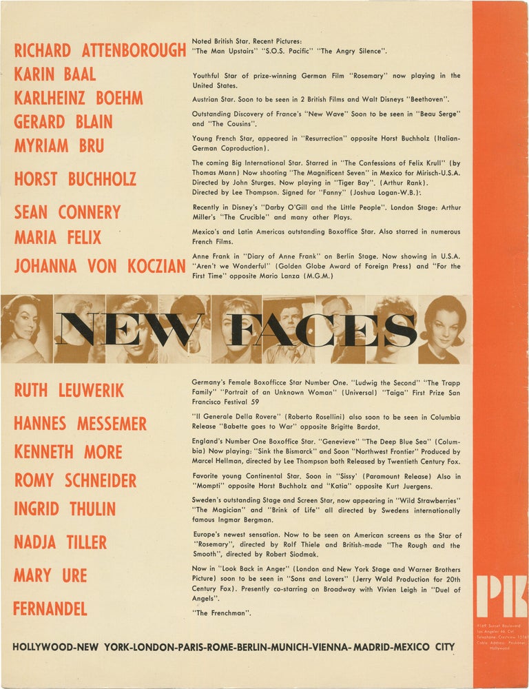 Original press kit produced by Paul Kohner Agency, circa 1960