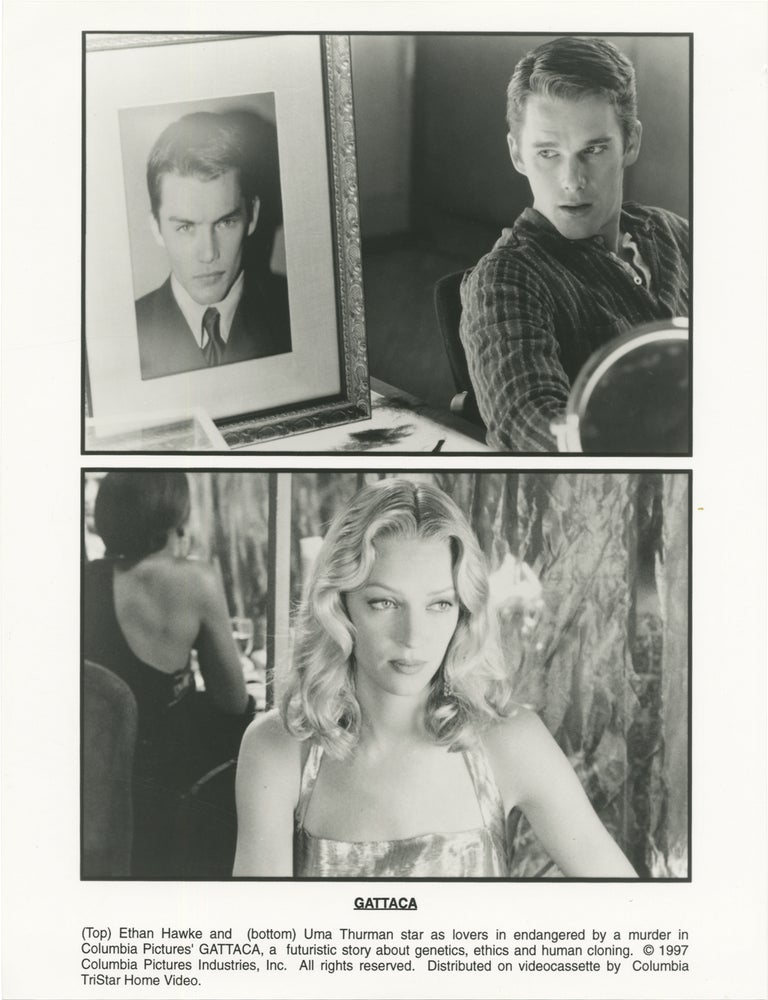 Book #171675] Gattaca (Two original photographs from the 1997 film). Jude Law Ethan Hawke, Loren...