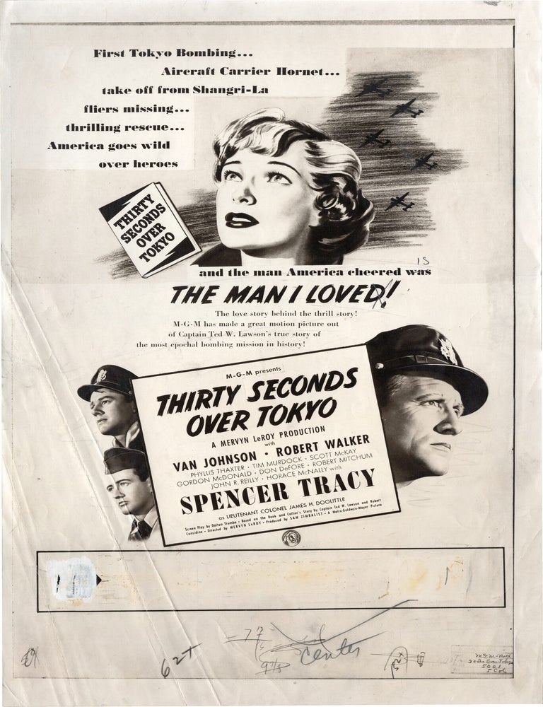 Book #171690] Thirty Seconds Over Tokyo (Two original working advertising proofs for the 1944...