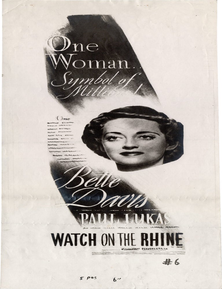 Book #171691] Watch on the Rhine (Two original working advertising proofs for the 1943 film)....