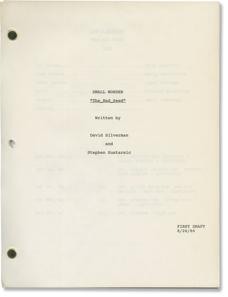 Small Wonder: The Bad Seed (Three original screenplays for the 1987 television episode