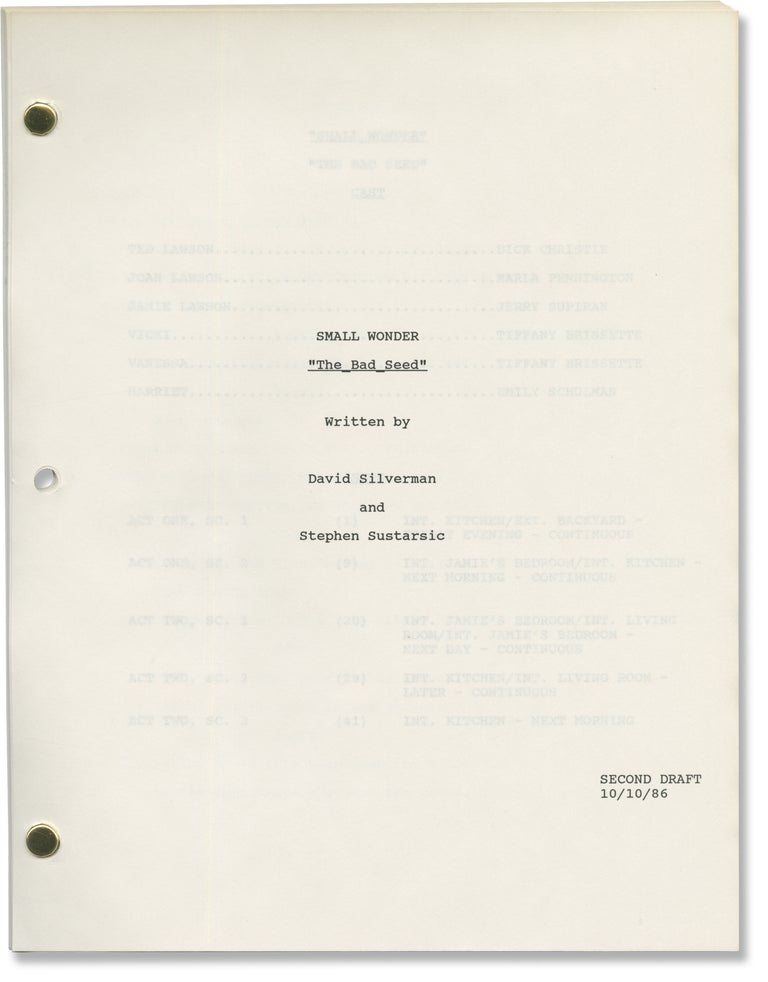 Small Wonder: The Bad Seed (Three original screenplays for the 1987 television episode