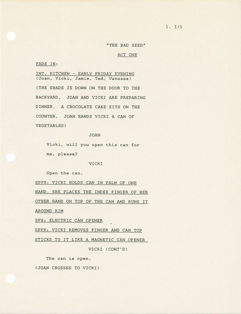 Small Wonder: The Bad Seed (Three original screenplays for the 1987 television episode