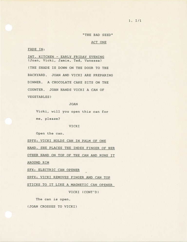 Small Wonder: The Bad Seed (Three original screenplays for the 1987 television episode