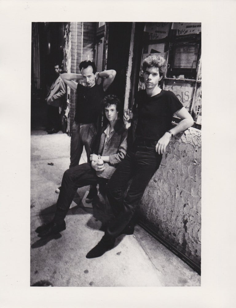 Original double weight photograph of Klaus Nomi, Chris Parker, and Jim Jarmusch outside of CBGB,...