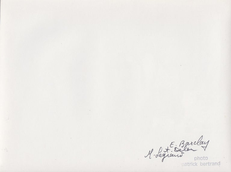 Original photograph of Alain Delon and Michel Legrand recording with Eddie Barclay, 1968