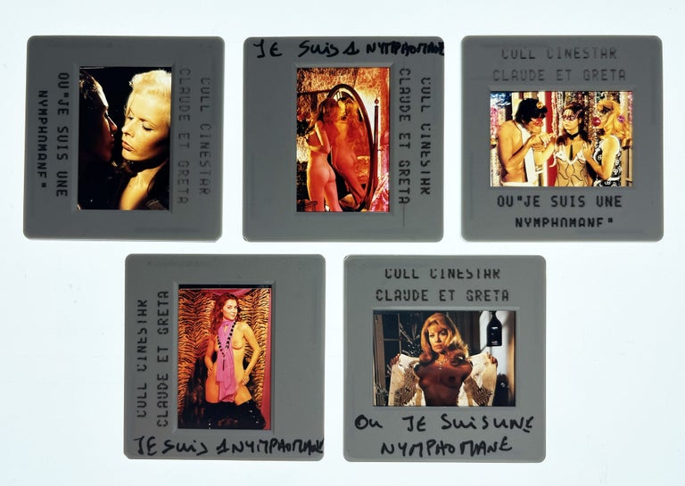 Collection of 13 original color slides from French adult films released by Cinestar