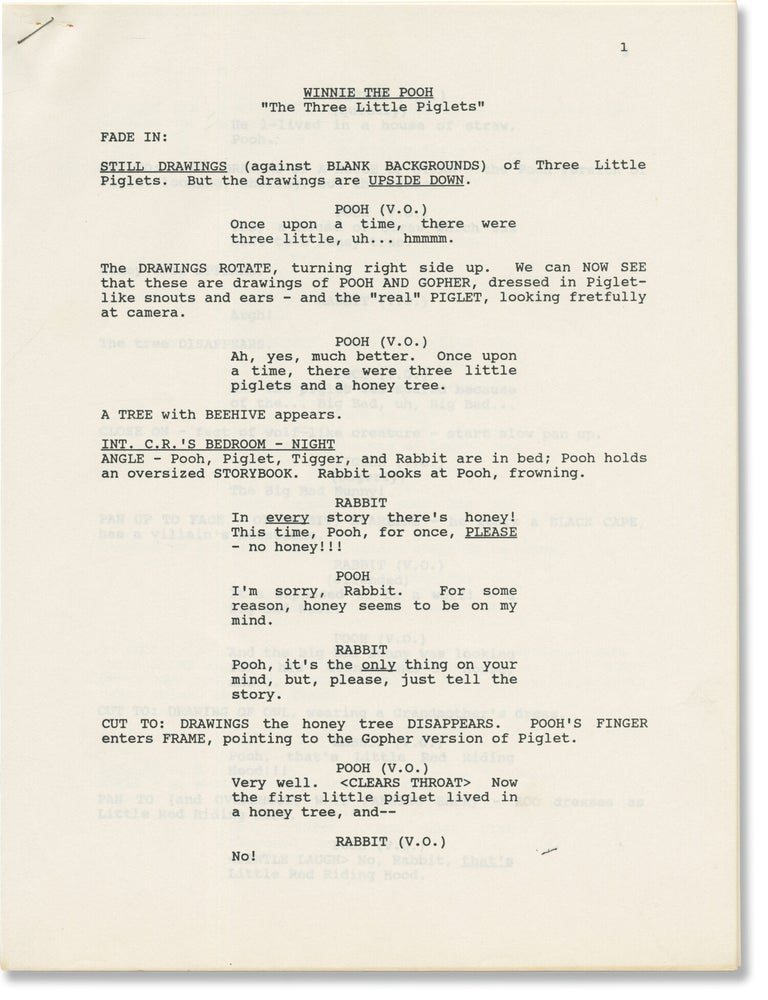 The New Adventures of Winnie the Pooh: Three Little Piglets (Original screenplay for the 1989...