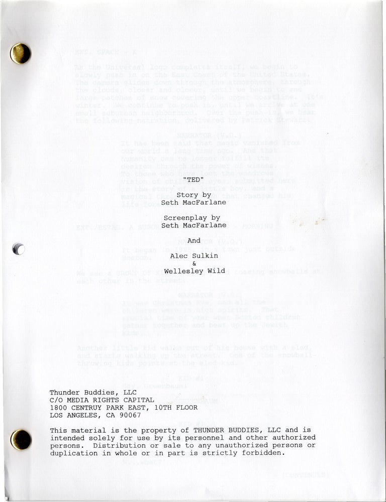 Ted (Original screenplay for the 2012 film