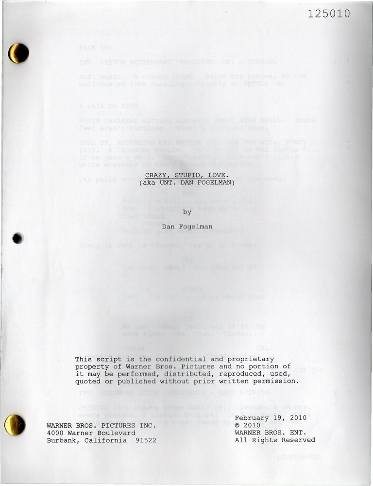 Crazy, Stupid, Love. (Original screenplay for the 2011 film