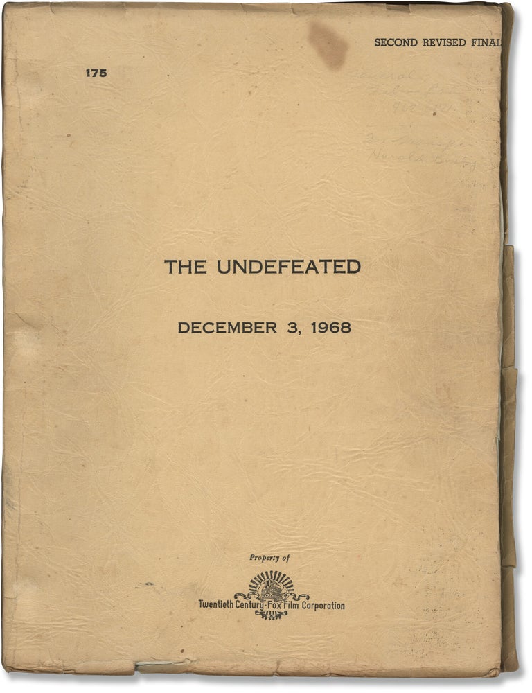 Book #171972] The Undefeated (Original screenplay for the 1969 film). John Wayne Rock Hudson,...