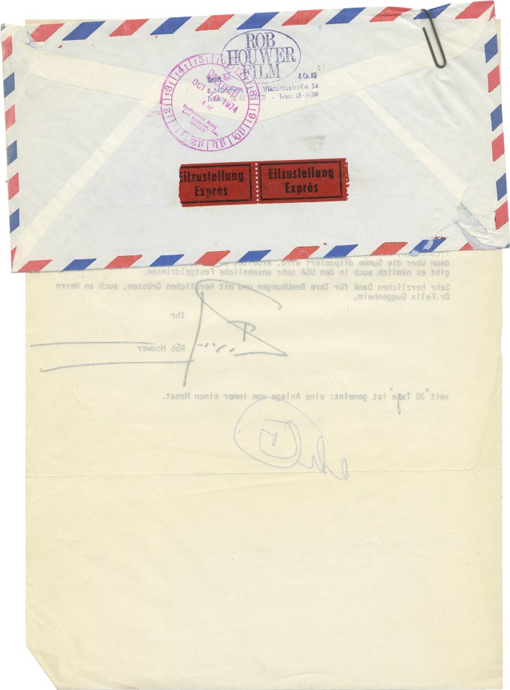 Small archive of correspondence between Rob Houwer and Paul Kohner