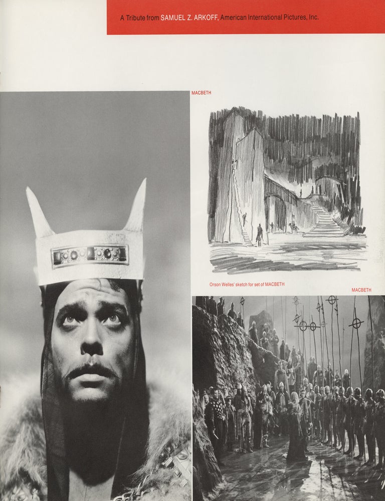 Original publicity booklet for Orson Welles' receipt of the American Film Institute's third annual Life Achievement Award, 1975