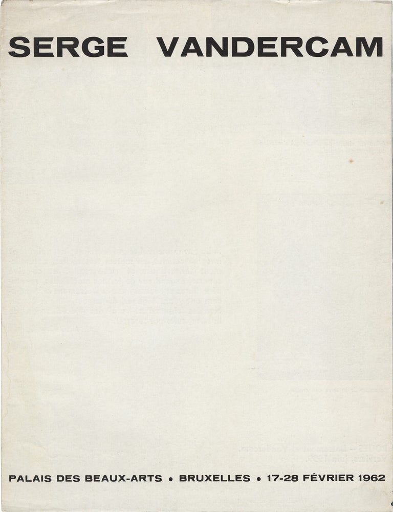 Book #172027] Serge Vandercam (Original catalog for the 1962 exhibition). Serge Vandercam