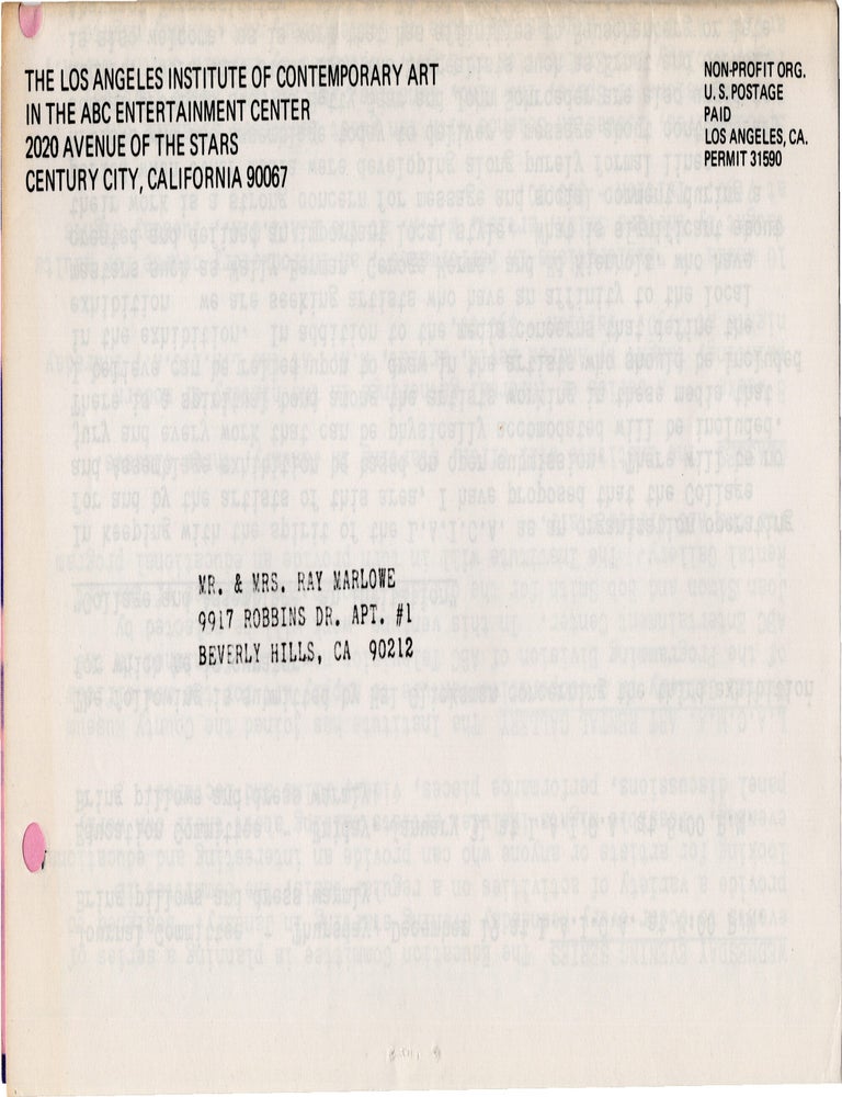The Los Angeles Institute of Contemporary Art Newsletter: No. 7