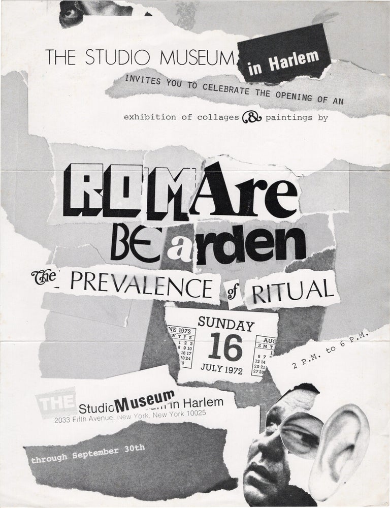 Book #172106] Romare Bearden: The Prevalence of Ritual (Original flyer for the 1972 exhibition)....