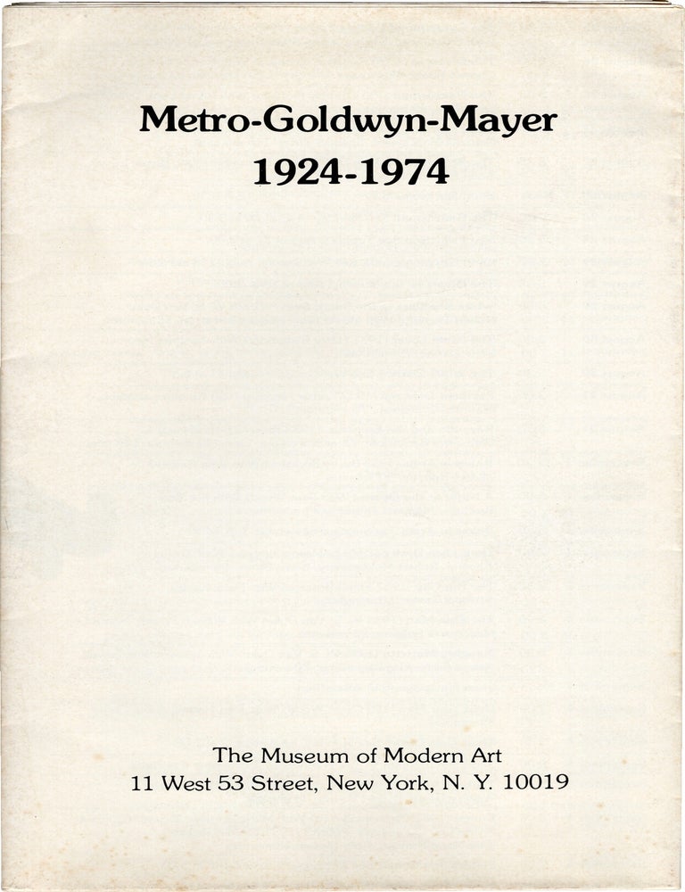 Book #172130] Metro-Goldwyn-Mayer: 1924-1974 (Original booklet for the 1974 retrospective...