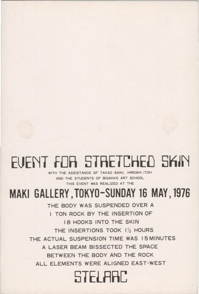 Archive of eighteen self-published post-cards of performances, including eight signed by the artist, two exhibition flyers, and program, 1976-1984