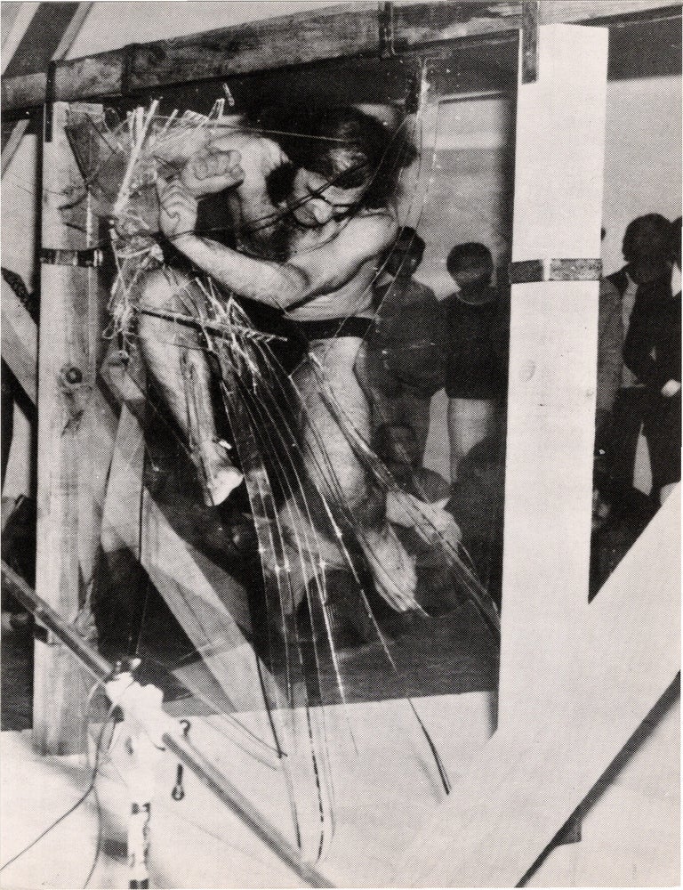 Archive of eighteen self-published post-cards of performances, including eight signed by the artist, two exhibition flyers, and program, 1976-1984