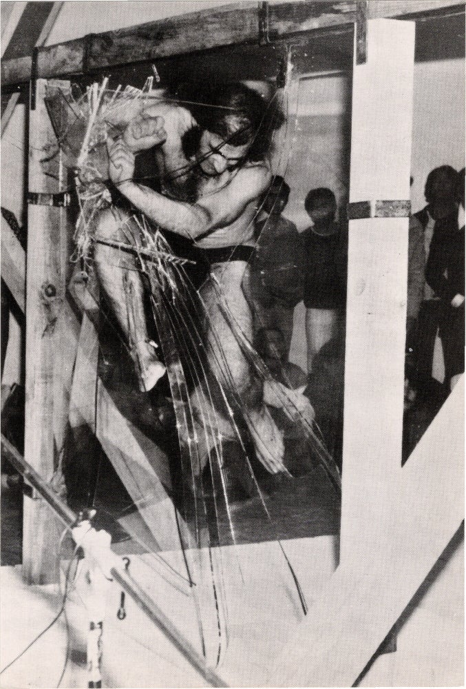Archive of eighteen self-published post-cards of performances, including eight signed by the artist, two exhibition flyers, and program, 1976-1984