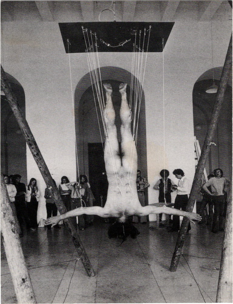 Archive of eighteen self-published post-cards of performances, including eight signed by the artist, two exhibition flyers, and program, 1976-1984