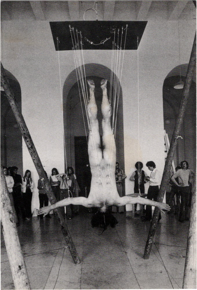 Archive of eighteen self-published post-cards of performances, including eight signed by the artist, two exhibition flyers, and program, 1976-1984