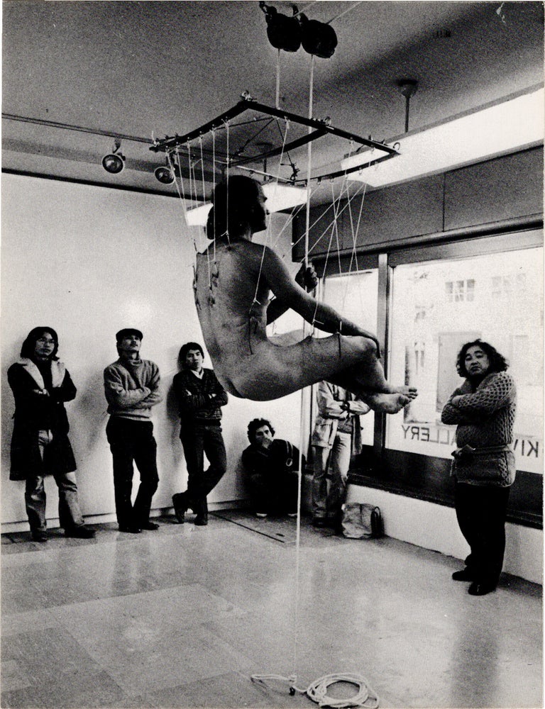 Archive of eighteen self-published post-cards of performances, including eight signed by the artist, two exhibition flyers, and program, 1976-1984