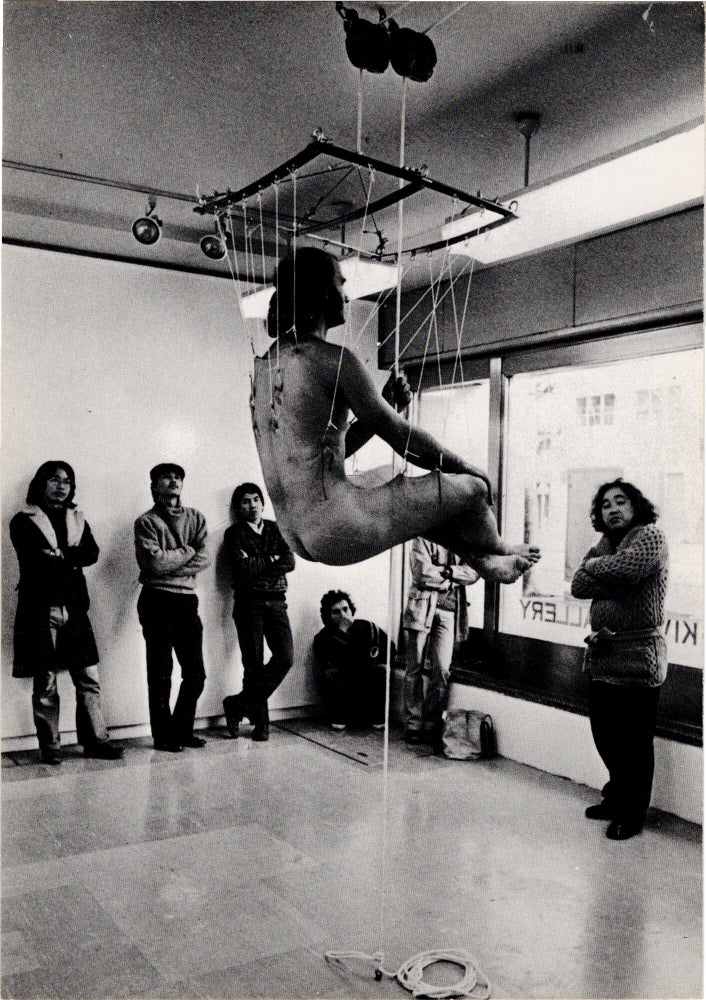 Archive of eighteen self-published post-cards of performances, including eight signed by the artist, two exhibition flyers, and program, 1976-1984