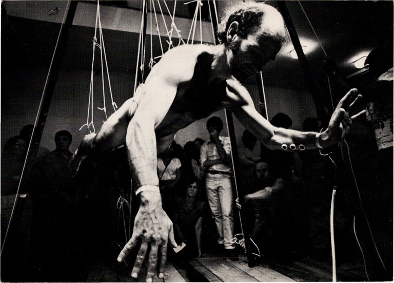 Archive of eighteen self-published post-cards of performances, including eight signed by the artist, two exhibition flyers, and program, 1976-1984