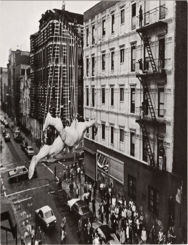 Archive of eighteen self-published post-cards of performances, including eight signed by the artist, two exhibition flyers, and program, 1976-1984