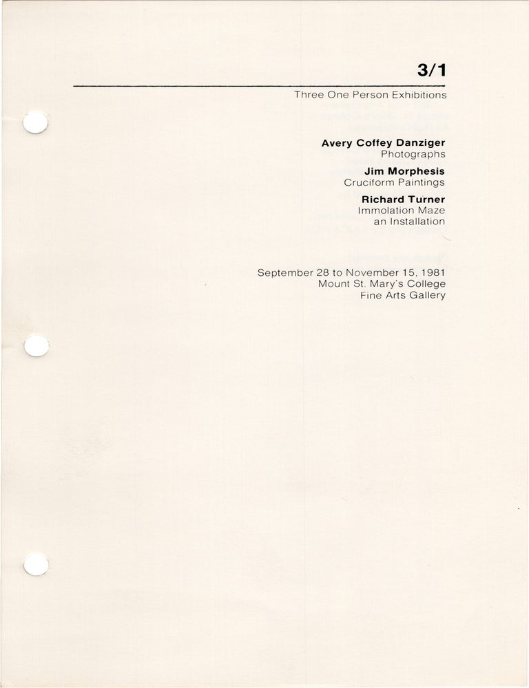 Mount St. Mary's College [University] Fine Arts Gallery Exhibitions 81/82