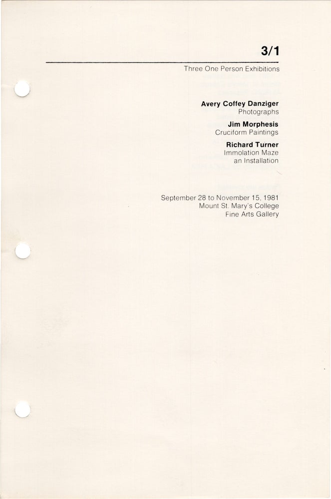 Mount St. Mary's College Fine Arts Gallery Exhibitions 81/82