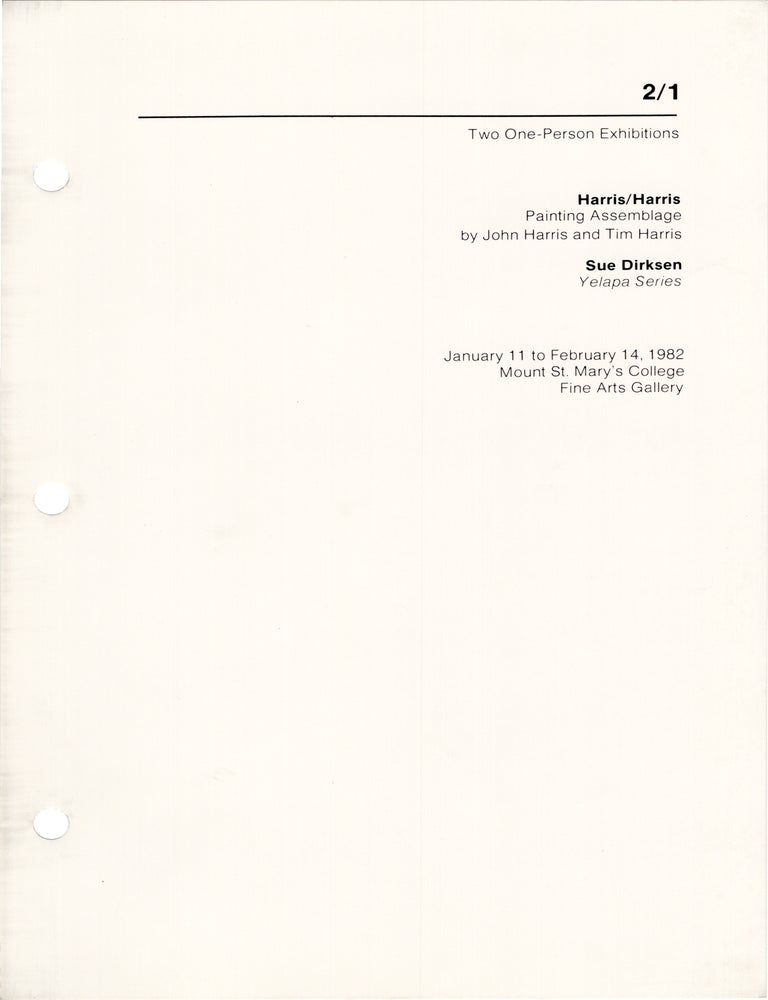 Mount St. Mary's College [University] Fine Arts Gallery Exhibitions 81/82