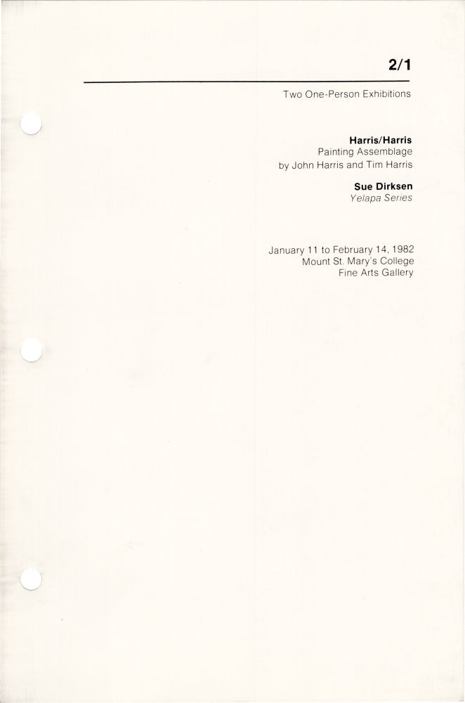Mount St. Mary's College Fine Arts Gallery Exhibitions 81/82