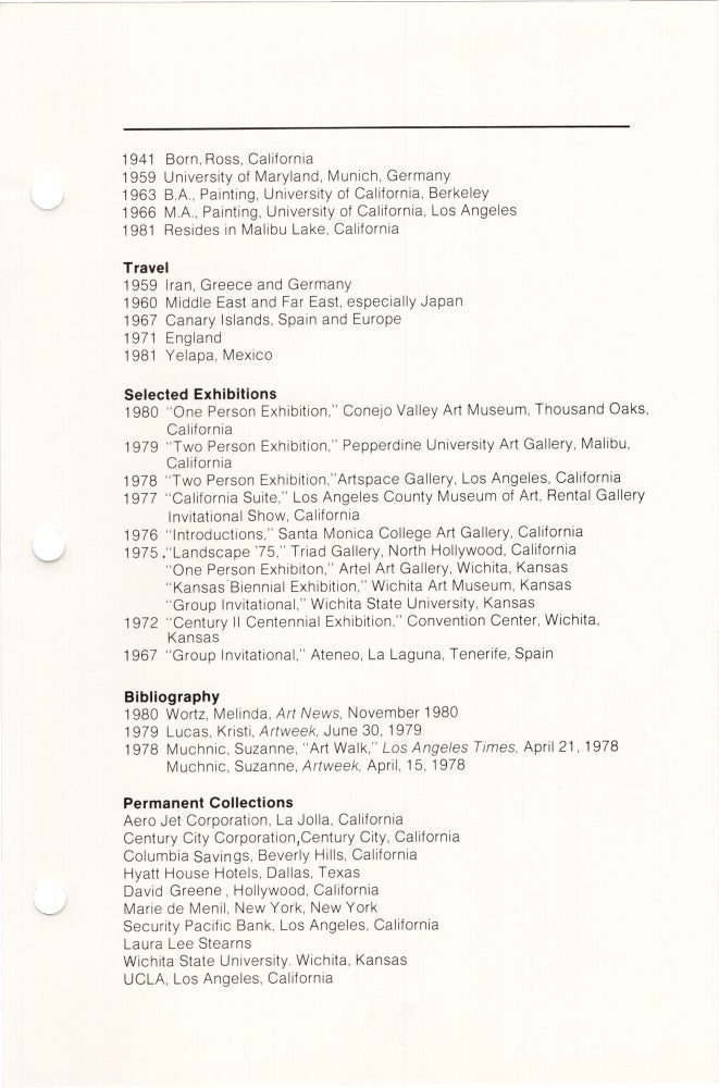 Mount St. Mary's College Fine Arts Gallery Exhibitions 81/82