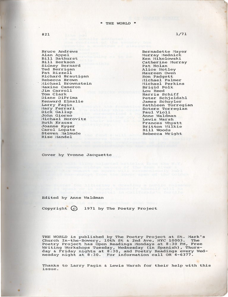 The World #21: 1/71 [January 1971]