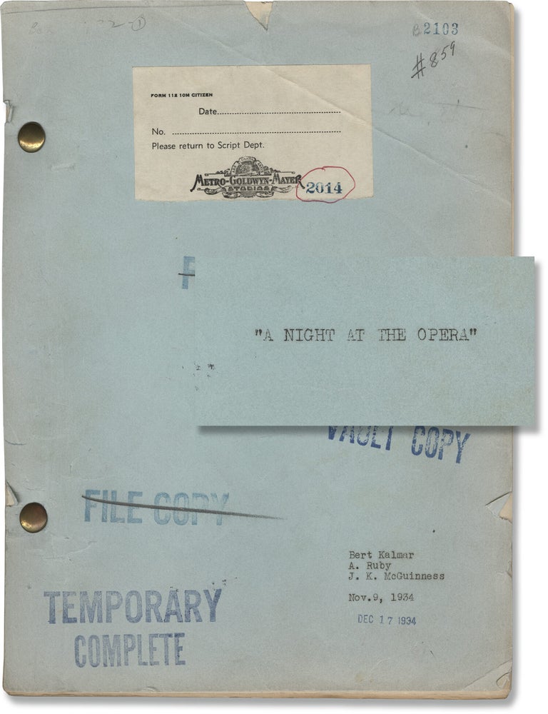 A Night at the Opera (Original screenplay for the 1935 film