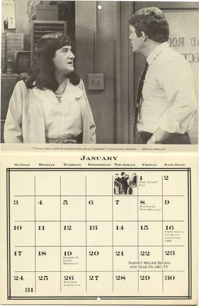 Original promotional calendar for Barney Miller, signed by five main cast members including Hal Linden