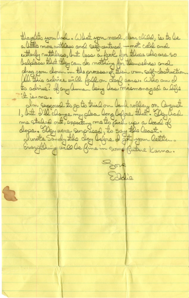 Archive of original correspondence, vernacular photographs, and ephemera from and regarding Edward Bunker, while imprisoned during the writing and publication of his first novel "No Beast So Fierce," and the development the novel's film adaptation, the landmark 1978 New Hollywood film "Straight Time," circa 1970-1977