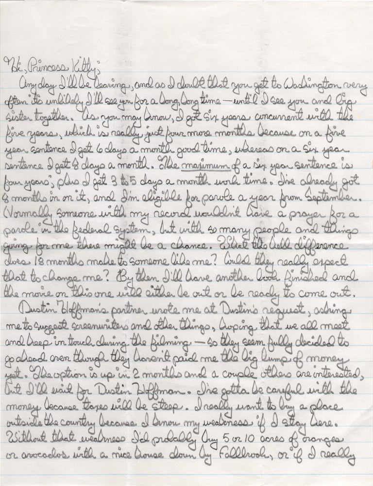 Archive of original correspondence, vernacular photographs, and ephemera from and regarding Edward Bunker, while imprisoned during the writing and publication of his first novel "No Beast So Fierce," and the development the novel's film adaptation, the landmark 1978 New Hollywood film "Straight Time," circa 1970-1977