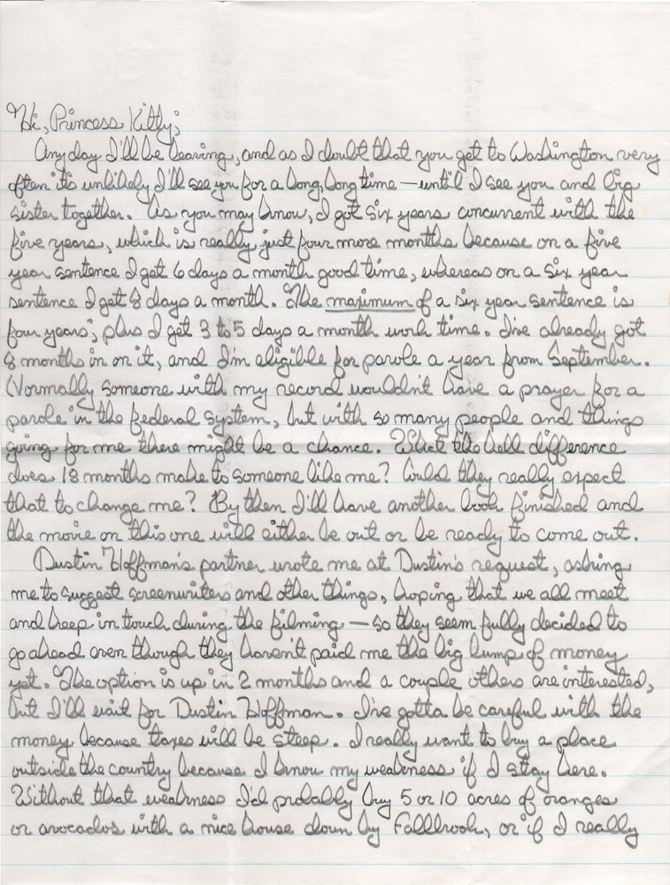 Archive of original correspondence, vernacular photographs, and ephemera from and regarding Edward Bunker, while imprisoned during the writing and publication of his first novel "No Beast So Fierce," and the development the novel's film adaptation, the landmark 1978 New Hollywood film "Straight Time," circa 1970-1977