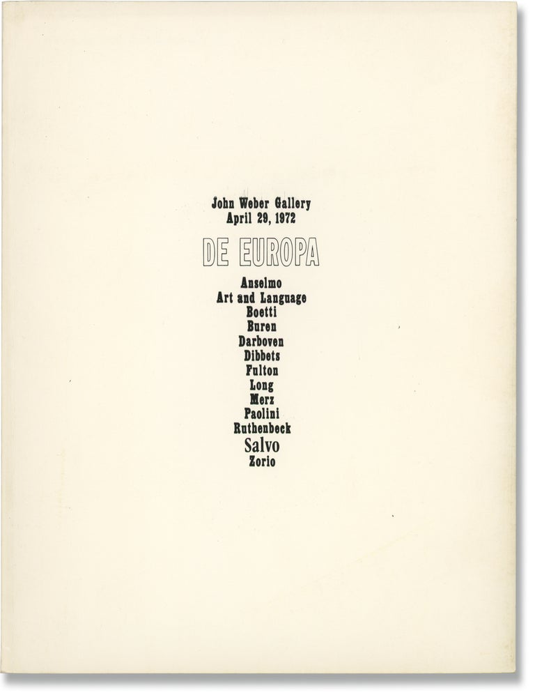 Book #173403] De Europa (Original catalog for the 1972 exhibition). Exhibition catalogs