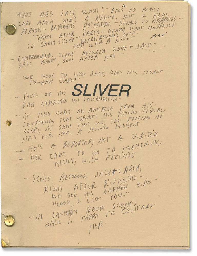 Sliver (Original screenplay for the 1993 film, working copy belonging to screenwriter Joe Eszterhas