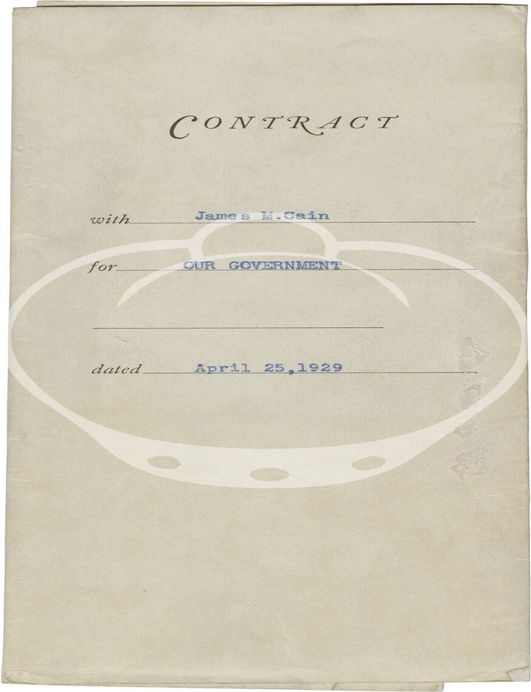 Original book contract for "Our Government," signed by James M. Cain and Alfred A. Knopf